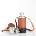 304 Nerūdijančio Plieno Ki&scaron;eninis Buteliukas Vyrui su Piltuvėliu ir Puodeliais 500ML Didesnis Ne&scaron;iojamas Alkoholinio Gėrimo/Vandens Butelis Su Oda