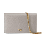 Gucci GG Marmont Odinė Piniginė-Rankinė ant Grandinėlės &Scaron;viesiai Pilka Auksinė Susikertančių G logotipų Metalo Detalės Crossbody Sankabėlė Moterims Kasdieniam Važiavimui 497985-CAO2G-1443 Gift Set(Basic Set+Box+Shopping Bag)
