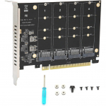 Kvadro M.2 NVME SSD į PCI-E 4.0 X16 adapteris, didelės spartos 4x32Gbps mink&scaron;tojo RAID kortelė su individualiu LED indikatoriumi, palaiko 2230 2242 2260 2280 (ph44)