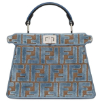 Fendi Peekaboo I See U Reguliuojamas Nuimamas Peties Dirželis Pasukama Sagtis FF Žakardinis &Scaron;ilkinis Peties Crossbody Rankinė Maža 8BN335-AT14-F1NQ0 Basic Set (Bag+Dust Bag)