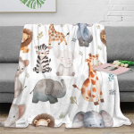 Animacinis liūtas dramblys gyvūnas skaitmeniniu būdu spausdintas poliesterio aksomo flanelės pledas Vilnos mink&scaron;tas sofos uždangalas pledai lovoms 75x100cm white