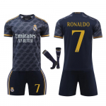 Vaikams Real Madrid Ronaldo Futbolo Džersio Rinkinys Juodas 150-160cm Poliesteris Sportinė Apranga 100-110 CM juoda