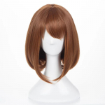 Anime Mano Herojų Akademija Ochako Uraraka Perukai Trumpi Sintetiniai Rudi Bob &Scaron;ukuosenos Atsparūs Kar&scaron;čiui Cosplay Kostiumo Perukas (Brown,Option 1) ruda