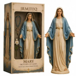 Dervinė Mergelės Marijos Statulėlė Rankomis Dažyta Palaiminta Motina Kataliki&scaron;ka Religinė Statulėlė Krik&scaron;čioni&scaron;kam Maldos Altoriui Dovanai Namų Dekoras vandens mėlyna spalva