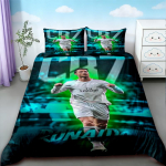 Cristiano Ronaldo Antklodės užvalkalas Futbolo tema Lovos komplektas Patogiai ir kvėpuojančiai Miegamojo dekoravimui Gerbėjui Geriausios dovanos 135x200cm black