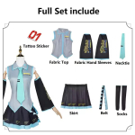 Anime veikėjo pasirodymas Drabužiai Hatsune Miku MIKU Anime drabužiai Cosplay drabužiai Sijonas Tas pats kostiumas Perukas Aksesuarai Helovinas S juoda