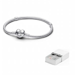 Pandora Moments &Scaron;irdelės Sagtimi Gyvatės Grandinėlės Apyrankė Sidabrinė 590719 19-Brand Original Box white