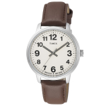 Timex Easy Reader Kreminis Mineralinis Amerikos Laikrodis Rudas [TIMEX] Laikrodis, Ciferblatas, Žalvaris, Stiklas, Kvarcinis, 43mm, TW2V21300, Vyri&scaron;kas, white