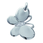 Les Tr&eacute;sors De Lily [E2851] - Pendentif Argent 'Papillon de Miel' blanc argent&eacute; (rhodi&eacute;) - 17x22 mm