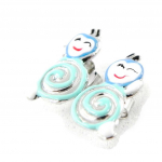 Suzette et Benjamin [H9146] - Boucles Argent 'Escargots' bleu