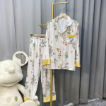Ice Silk Peony Print Pižamos kostiumas ilgomis rankovėmis gali būti dėvimas ne miegui M įvairiaspalvis