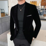 Rudeninė aksominė vestuvinė suknelė Paltas Vyri&scaron;kas &scaron;varkas &scaron;varkas Madingas laisvalaikio kostiumas Striukė Stage DJ Vyri&scaron;ki verslo &scaron;varkai Veste Costume Homme XXXXL juoda