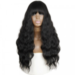 MISSQUEEN Long Water Wave sintetiniai perukai su poniu Natural Juoda Tamsiai Ruda Oranžinė Raudona Cosplay Kasdieniai kar&scaron;čiui atsparūs plaukų perukai moterims 26 inches&CHINA
