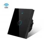 Tuya Smart Life Jutiklinis sieninis jungiklis 1 Gang 1 Way EU Standard RF433 App Control Touch Sensor WiFi jungiklis Darbas su Alexa Google Home 1 Gang 1 Way juoda