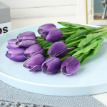 5PCS Pu Mini tulpė modeliavimas gėlių vestuvių vakarėlis &scaron;ventė namų dekoravimas modeliavimas augalas dirbtinės gėlės ins style touch tulpė violetinė