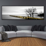 Peizažas Ramus ežeras Auksinio ilgojo tilto medžio scena. Drobės tapyba moderniam sienų menui Svetainės miegamojo namų dekoras be rėmo 50*150cm