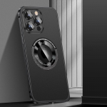 Magnetinis belaidžio įkrovimo dėklas, skirtas iPhone 14 Plus 13 Pro MAX 12 metalo buferio adsorbcijos matinis fotoaparato apsauginis dėklas, aliuminio dangtelis For iPhone 12 juoda