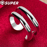 925 sterlingų sidabro dvigubos linijos žiedai moteri&scaron;ki poros žiedai papuo&scaron;alai
