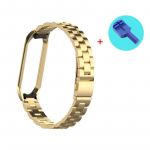 Metalinis plieninis dirželis, skirtas Xiaomi Mi Band 7 6 5 4 3 Rie&scaron;o apyrankės pakeitimas Mi Band 3 4 5 6 7 Nerūdijančio plieno apyrankės i&scaron;maniojo laikrodžio priedai For Mi band 5 6+Adjuster auksas