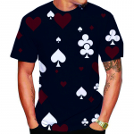&bdquo;Trend&ldquo; vyri&scaron;ki vasaros laisvalaikio mados &bdquo;Spades Poker&ldquo; 3D mar&scaron;kinėliai trumpomis rankovėmis S juoda