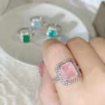 Klasikinis 8*10 Paraiba žiedas Rožinis Mėlynas Žalias Žiedas Moterims Papuo&scaron;alai Vestuvinis žiedas Dalyvauti vakarėlyje Papuo&scaron;alai Antspaudai Žiedas 6 rožinė