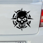 HZX1416 Kompaso kaukolės automobilio lipdukas Viniliniai lipdukai vandeniui atsparus lipdukas ant automobilio kėbulo galinio lango 15x15CM -S