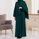 Musulmon Abaya Vientisa maldos suknelė su gobtuvu, smokinėjančiomis rankovėmis islamo drabužiai Moteri&scaron;ki Jilbab Dubai Saudo Arabijos juodas chalatas turki&scaron;kas kuklumas M black