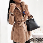 CHEST Young Fashion Universalus įžymybės lapės kailinis Eleganti&scaron;kas moteri&scaron;kas rudens žiemos striukė Moteri&scaron;kas paltas Prabangus vakarėlis Street Band paltas L chaki