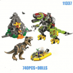740 vnt dinozaurų serija T-Rex VS Dino-Mech mū&scaron;io modelio statybinis blokas žaislas vaikams, dovana 11337