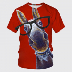 Vasaros 3D Animal Donkey Grafiniai mar&scaron;kinėliai Vyri&scaron;ki madingi laisvalaikio asmenybės spausdinti hiphopo gatvės stiliaus apvalia kaklą trumpomis rankovėmis XS