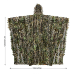 Ghillie Suit Poncho Outdoor 3D lapai kamufliažinis Camo Cape apsiaustas kari&scaron;kiams, CS, džiunglių medžioklei, dažasvydžiui, airsoftui, laukinės gamtos fotografijai, Helovinui