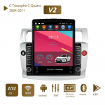Android Carplay Car Radio Tesla vertikalus ekranas skirtas Citroen C4 C-Triomphe C-Quatre 2004-2011 GPS Navigator Multimedia Video Player 2+32GB