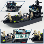 Pilkojo banginio transportavimo X009 mažų dalelių L laivo modelis Black Hawk malūnsparnio orlaivio vaikų statybiniai blokai