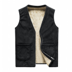 Rudens ir žiemos Nauja madinga vienspalvė vyri&scaron;ka liemenė plius Velvet laisvalaikio didelio dydžio universalus &scaron;iltas pamu&scaron;alas laisva liemenė vyrams M-6XL XXL juoda