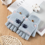 Pir&scaron;tinės moterims Žiemos mielas animacinis filmas puspir&scaron;čiu apverčiamas &scaron;iltas studenti&scaron;kas ra&scaron;antis megztos pir&scaron;tinės tamsiai mėlyna