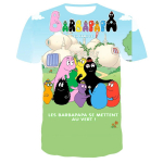 Vaiki&scaron;ki vasariniai animaciniai mar&scaron;kinėliai trumpomis rankovėmis su 3D Barbapapa atspaudu, kasdieniai, kvėpuojantys, mergaitėms, gražūs vaiki&scaron;ki drabužiai 110
