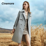 Cinemore rudeninis ilgas paltas moterims Laisvalaikio vėjo striukė su dvigubu atvartu su diržu, moteri&scaron;kas pra&scaron;matnus moteri&scaron;kas paltas