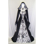 Moteri&scaron;ka gotikinė maxi suknelė Helovino Cosplay suknelės Retro ilgos viduramžių suknelės 5XL balta