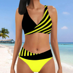 Moteri&scaron;kas &bdquo;Halter Rose Red Stripes&ldquo; spausdinimo bikinis Tankini maudymosi kostiumėlis S mėlyna