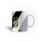 Juventus futbolo klubo logotipas juodai pilkas ir baltas keramikinis puodelis