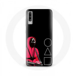 Coque pour Samsung Galaxy A50 Squid Game Masques Triangle carr&eacute; et Cercle
