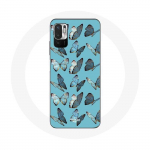 Coque pour Xiaomi Redmi Note 10 5G papillons Fond bleu