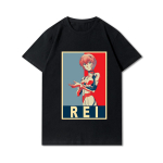 &bdquo;Evangelion&ldquo; marginti vyri&scaron;ki mar&scaron;kinėliai didesnio dydžio medvilniniai mar&scaron;kinėliai su apvaliu kaklu, vasariniai anime laisvalaikio juodi mar&scaron;kinėliai S