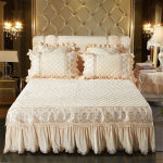 Kri&scaron;tolo aksominis nėriniuotas lovos sijonas pastorintas &scaron;iltas dygsniuotas lovatiesis čiužinio apsauginis užvalkalas 1,5 M1,8 M 2,0 150*200cm 3pcs