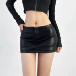 Moteri&scaron;ki mini sijonai Seksualūs PU odos žemu juosmeniu, plonu apvyniojimu, vasarine gatvių apranga Culottes Clubwear moteri&scaron;kas sijonas su apsauginiais &scaron;ortais XL