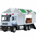 1:32 mastelio konteinerinio sunkvežimio modelis su muzika ir &scaron;viesa, atidaromos durys, realisti&scaron;kas transporto priemonės žaislo ornamentas, lydinio modelio inercinis sunkvežimis, atitraukiamas, gimtadienio dovana 1/32-Size:18*7.5*5.5cm balta