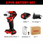 ONEVAN 588N.M sukimo momento be&scaron;epetis elektrinis atsuktuvas 5 greičių akumuliatorinis smūginis gręžtuvas su 3 LED lempučių baterija, skirta Makita 18V įrankiui 1 Battery-EU