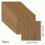20 vnt 3D medienos grūdelių lipnus PVC sieninis lipdukas vandeniui atsparus dėmėms atsparus plaunamas atsparus smūgiams, atsparus vandeniui ir drėgmei 15pcs