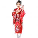1 Japoni&scaron;ko kimono ry&scaron;kaus vy&scaron;nių žiedų spaudinio rinkinys Lengvas dėvėti Cosplay mokyklos pasirodymų kimono mergaitėms 100cm