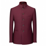 Vyri&scaron;kas vientisos spalvos stovo apykaklės kostiumas kini&scaron;kas Slim Fit &scaron;varkas Vyri&scaron;kas Zhongshan kostiumas Striukė Kini&scaron;kas tunikos kostiumas vientisas 6XL vyno raudonos spalvos